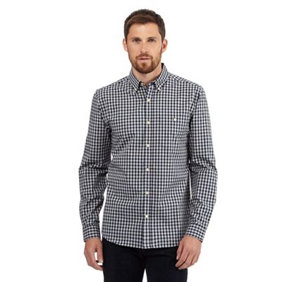 Hammond & Co. by Patrick Grant Big and tall navy and grey gingham checked print shirt